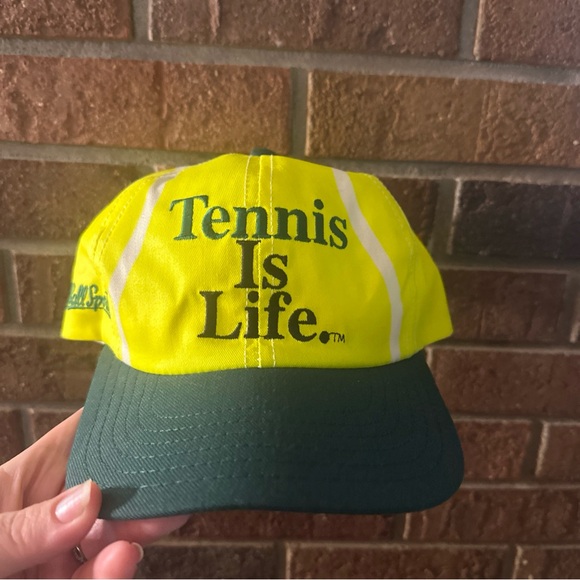 Vtg Tennis Is Life The Rest Is Just Details Big Ball Sports SnapBack Hat 1990s
